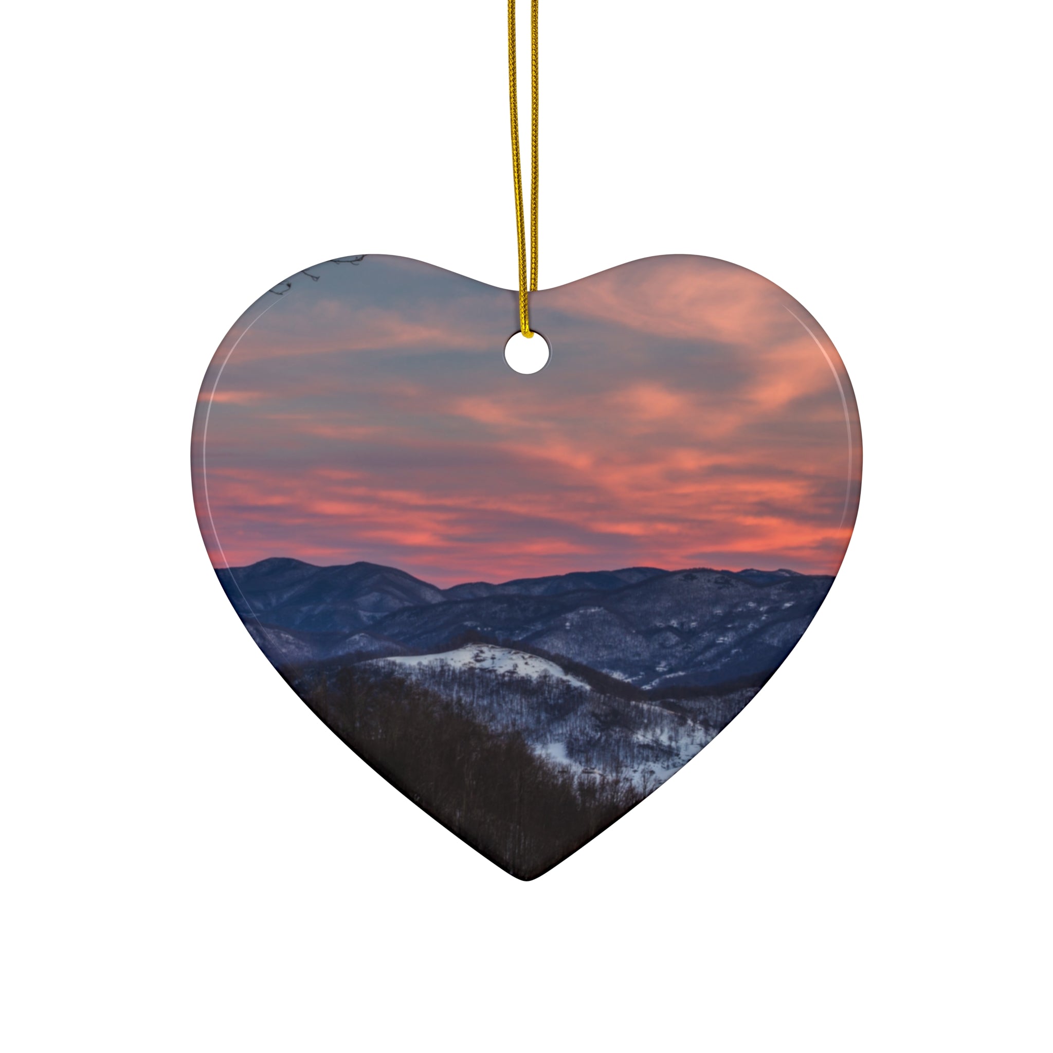 Ceramic Ornament Set, Mountain Sunset Decor, Holiday Gifts, Home Decoration, Nature Lover Ornament, Personalized Ornaments, Seasonal Decor