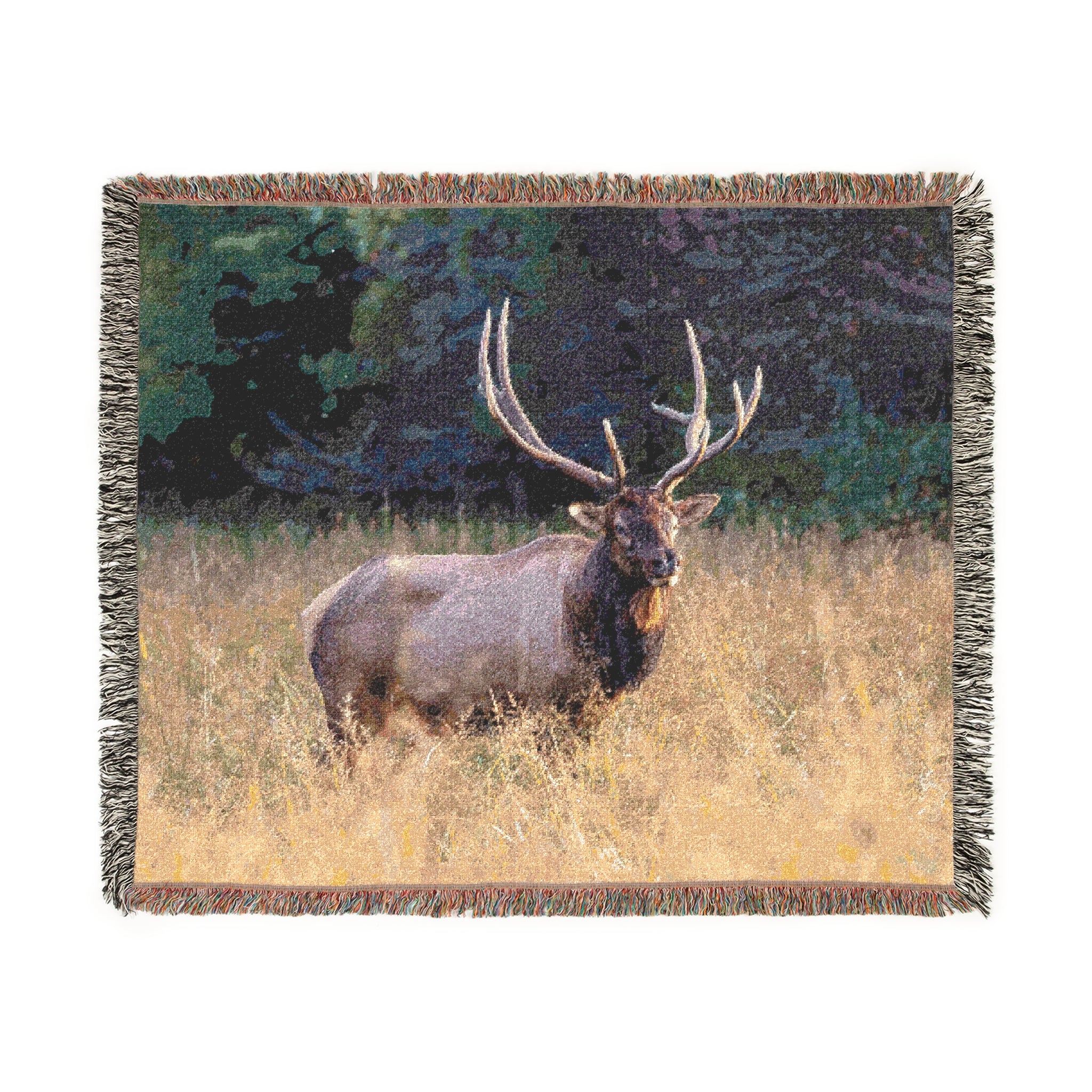 Rustic Elk Woven Blanket, Elk Tapestry