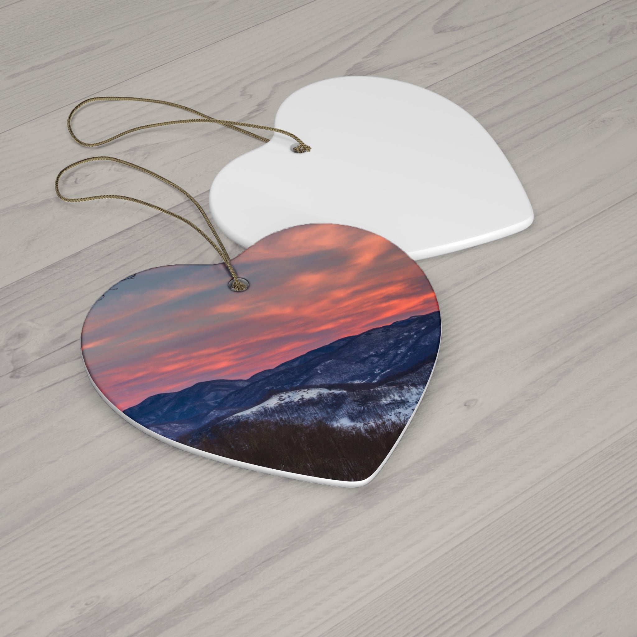 Ceramic Ornament Set, Mountain Sunset Decor, Holiday Gifts, Home Decoration, Nature Lover Ornament, Personalized Ornaments, Seasonal Decor