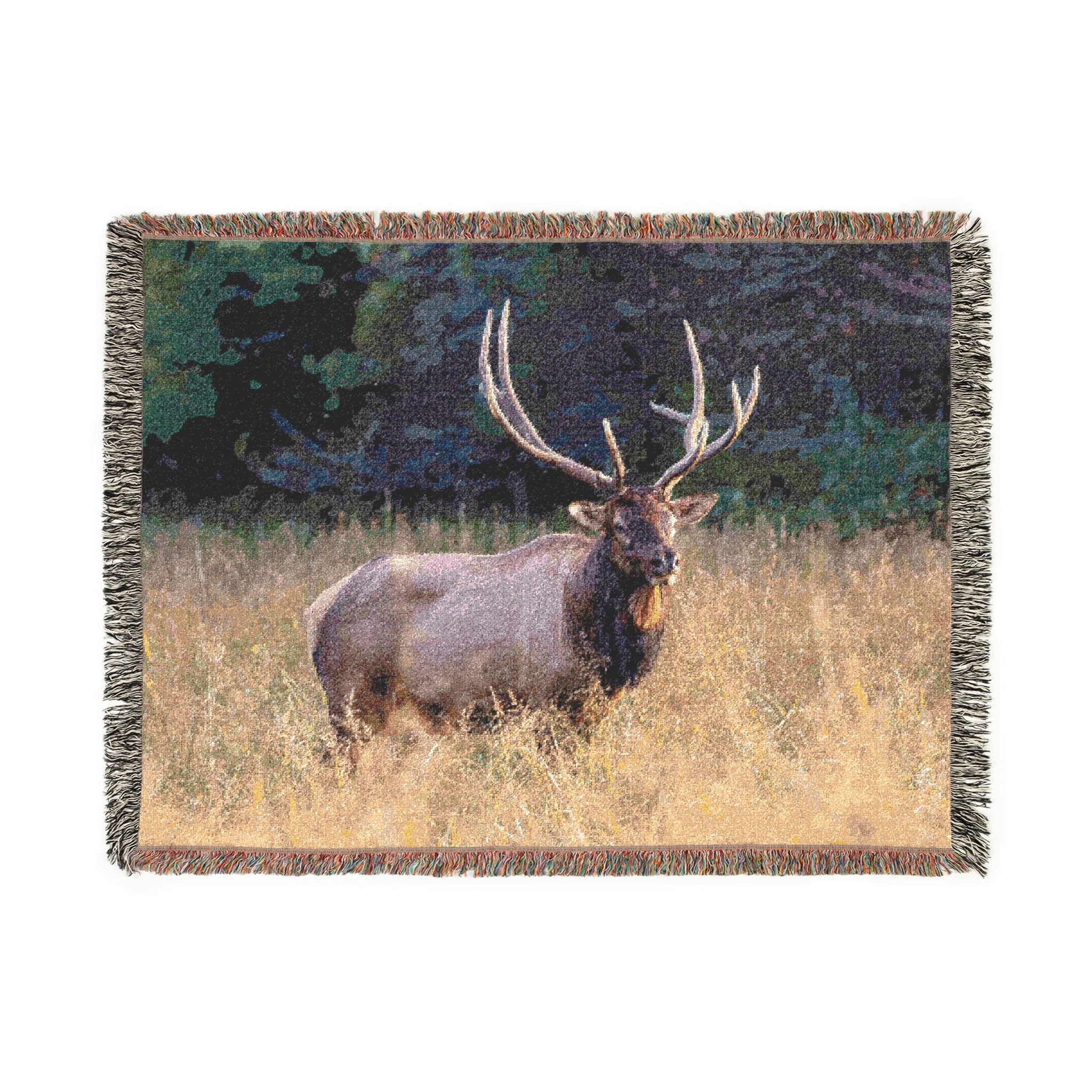 Rustic Elk Woven Blanket, Elk Tapestry