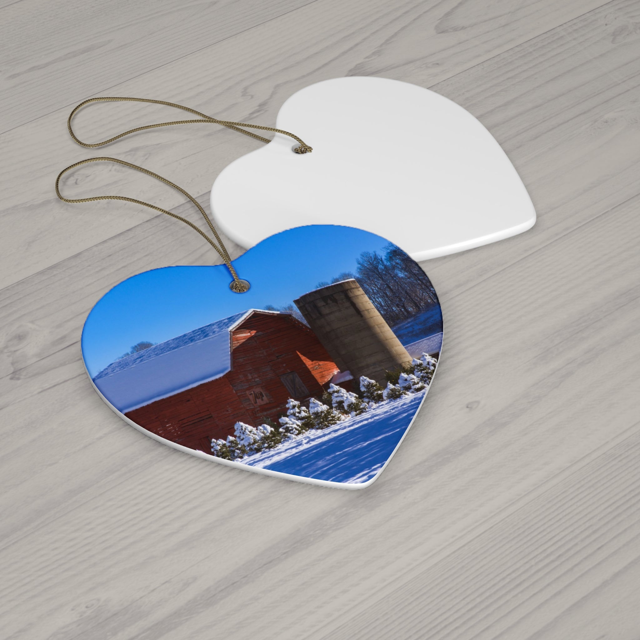 Ceramic Christmas Ornament Set - Farmhouse Style for Holiday Decor, Unique Gift, Tree Decoration, Winter Celebrations, Rustic Charm