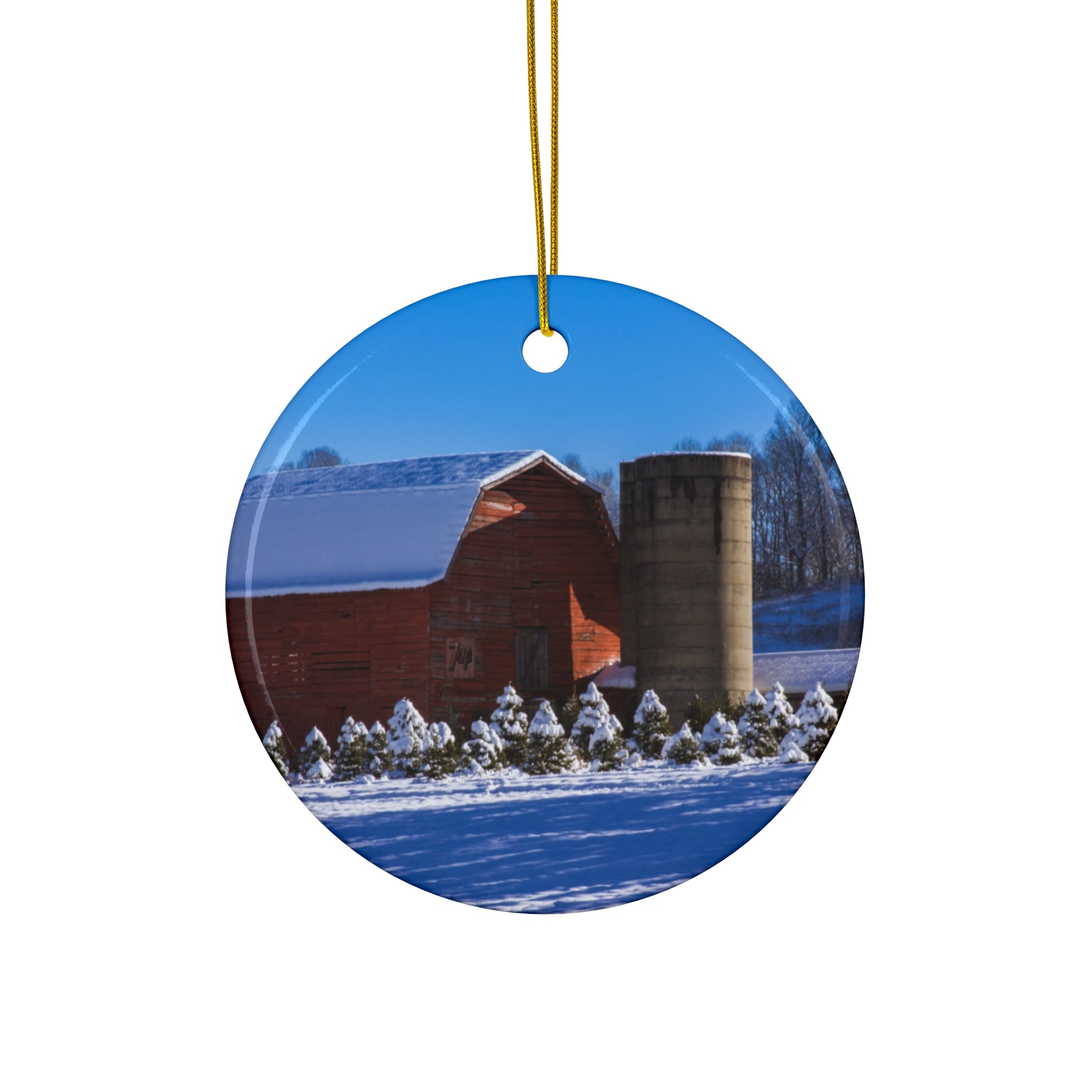 Ceramic Christmas Ornament Set - Farmhouse Style for Holiday Decor, Unique Gift, Tree Decoration, Winter Celebrations, Rustic Charm