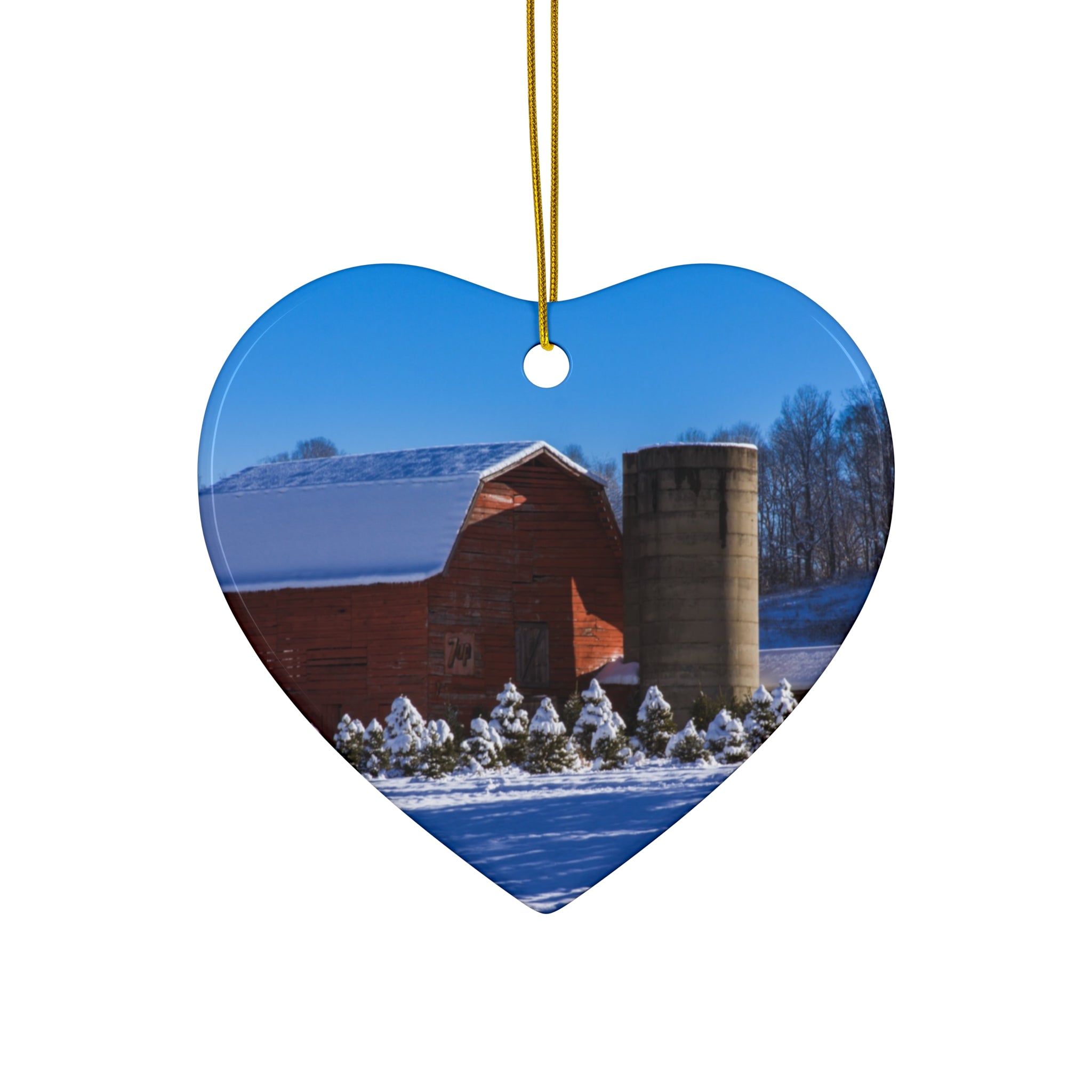 Ceramic Christmas Ornament Set - Farmhouse Style for Holiday Decor, Unique Gift, Tree Decoration, Winter Celebrations, Rustic Charm