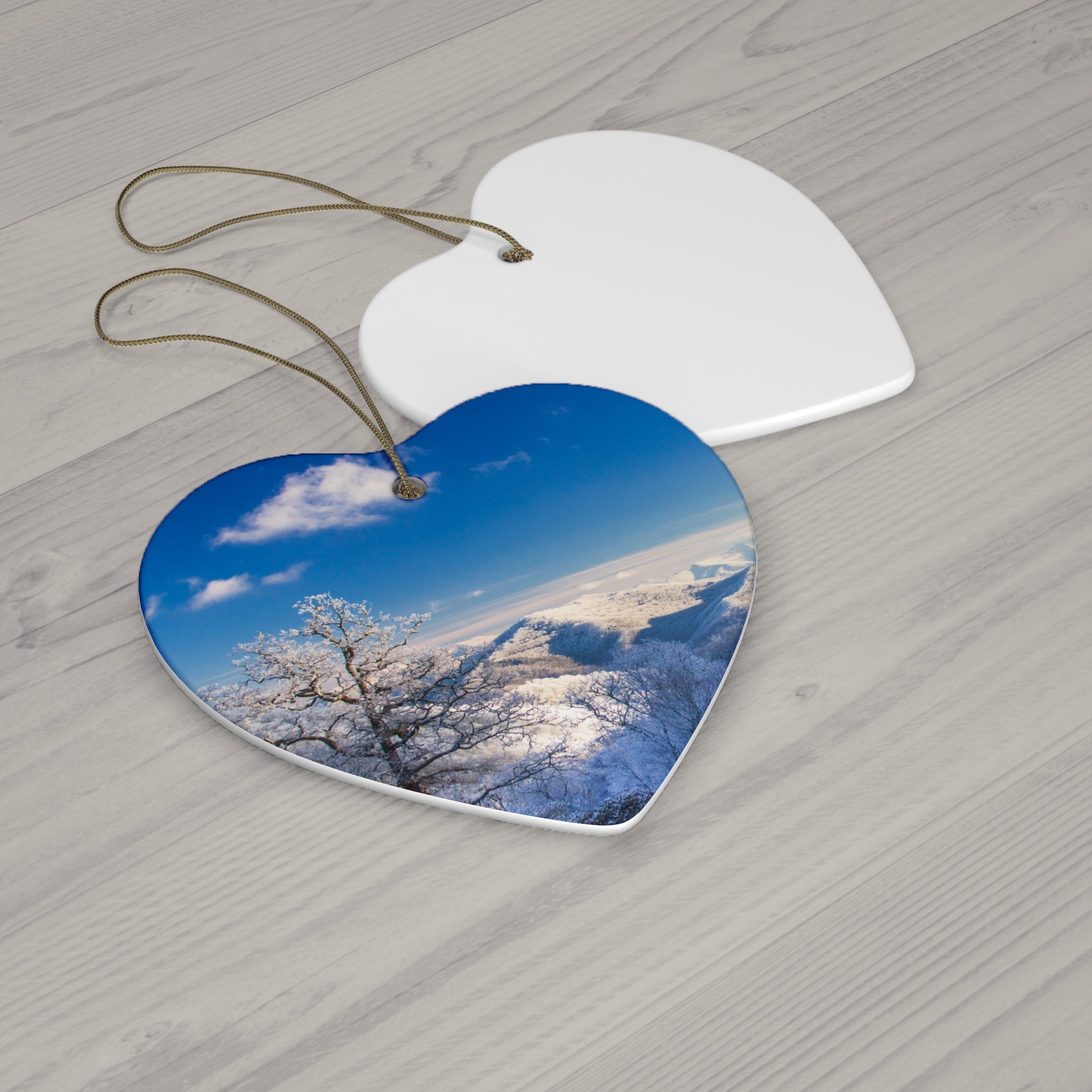 Winter Landscape Ceramic Ornaments, Holiday Decor, Christmas Tree Hanging, Star Shape, Personalized Gift, Winter Wonderland