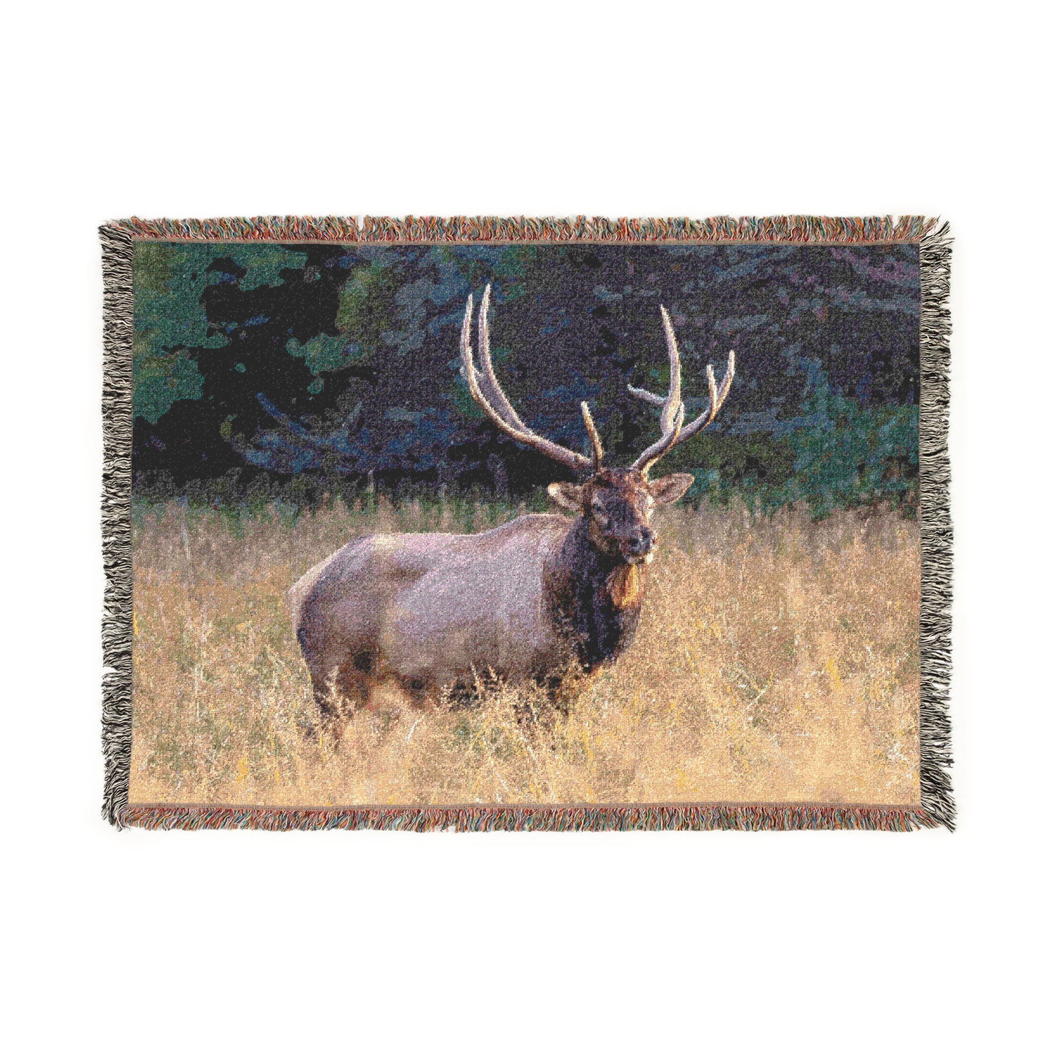 Rustic Elk Woven Blanket, Elk Tapestry