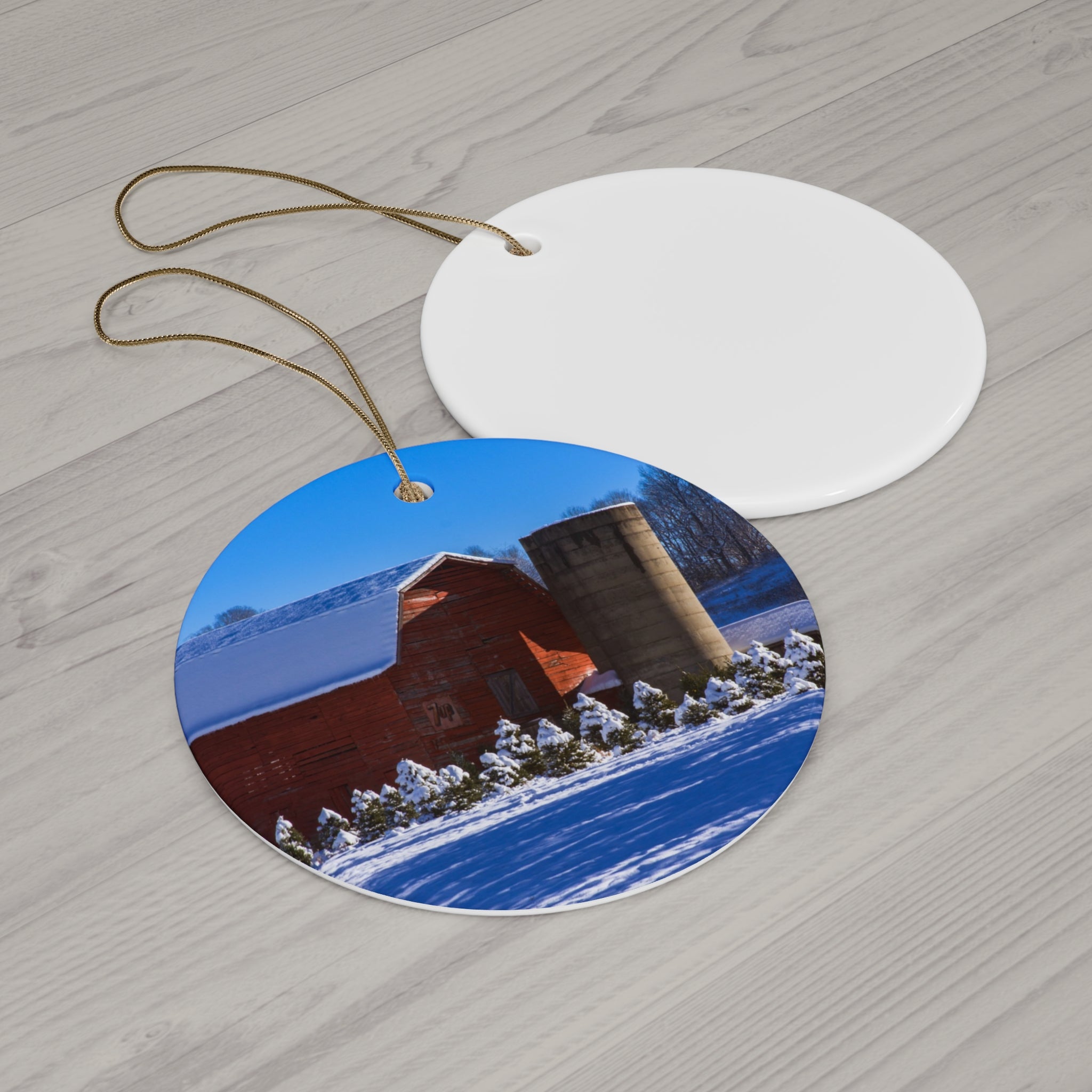 Ceramic Christmas Ornament Set - Farmhouse Style for Holiday Decor, Unique Gift, Tree Decoration, Winter Celebrations, Rustic Charm