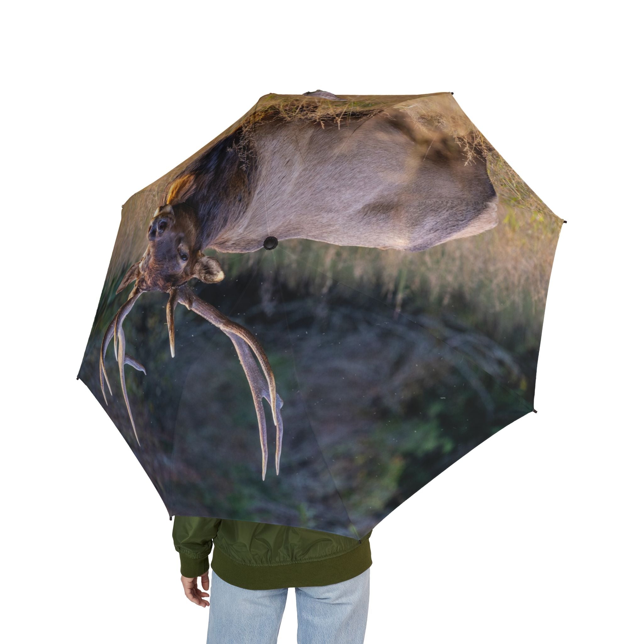 Nature-Inspired Folding Umbrella, Outdoor Gear for Rainy Days, Gift for Nature Lovers, Compact Travel Umbrella, Wildlife Print Umbrella